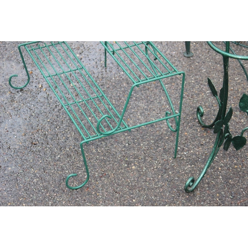 84 - 3 X GREEN METAL HOUSE PLANTERS 
160CM