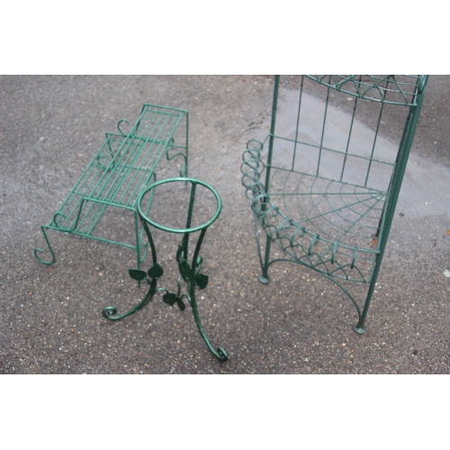 84 - 3 X GREEN METAL HOUSE PLANTERS 
160CM