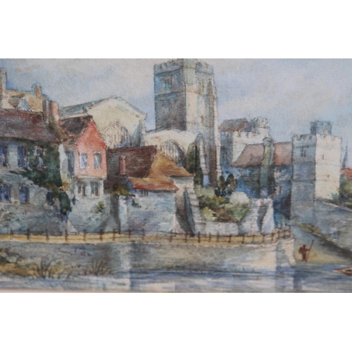 172 - SIGNED VILLAGE SCENE WATERCOLOUR