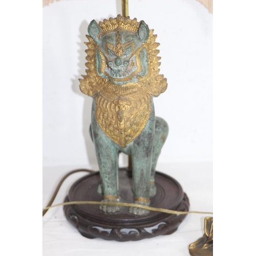 210 - ORIENTAL FOO DOG LAMP A/F AND ONE OTHER 
64CM