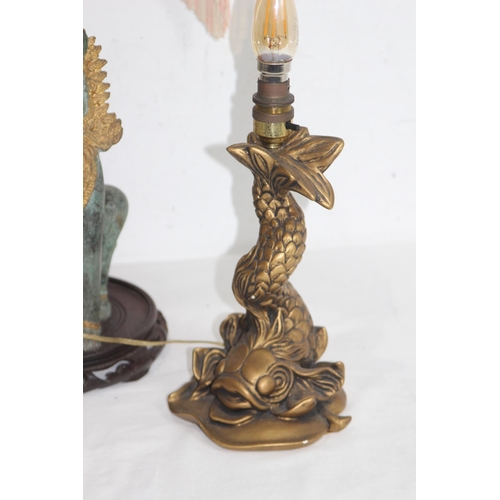 210 - ORIENTAL FOO DOG LAMP A/F AND ONE OTHER 
64CM