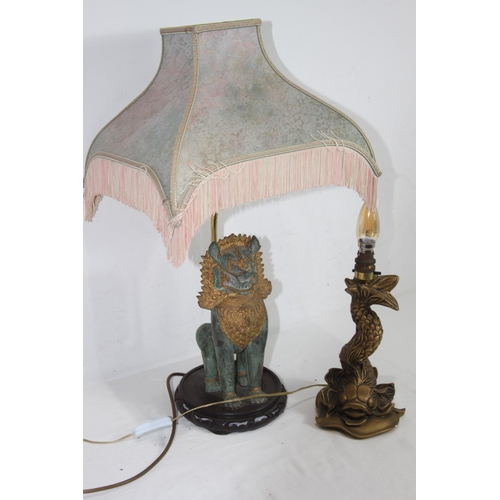 210 - ORIENTAL FOO DOG LAMP A/F AND ONE OTHER 
64CM