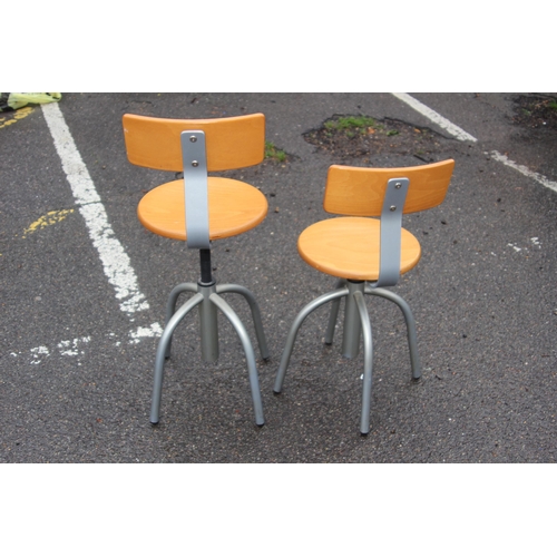 36 - VINTAGE PAIR OF ADJUSTABLE HEIGHT ARTISTS WORKMANS CHAIR STOOLS 
90CM