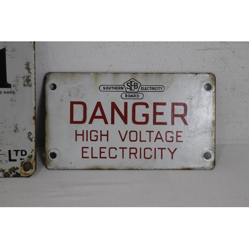 187 - 2 X VINTAGE METAL GARAGE SIGNS 
29 X 23CM