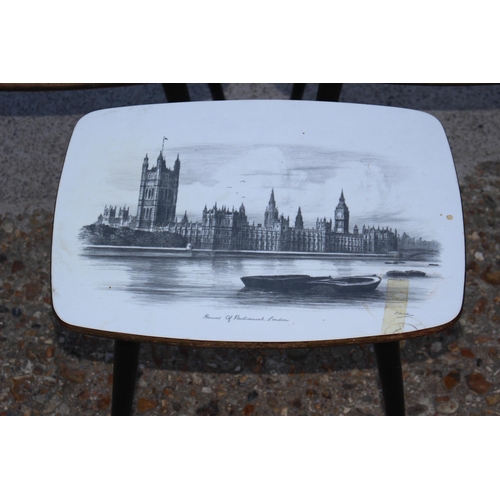 47 - 3 X SCENE OF LONDON SIDE TABLES 
40 X 29 X 39CM