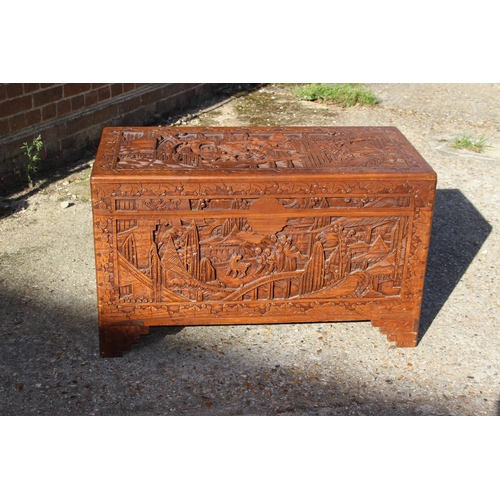 48 - VINTAGE ORIENTAL CARVED TRUNK 
101 X 50 X 50CM