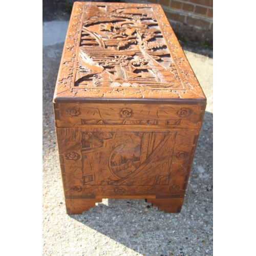 48 - VINTAGE ORIENTAL CARVED TRUNK 
101 X 50 X 50CM