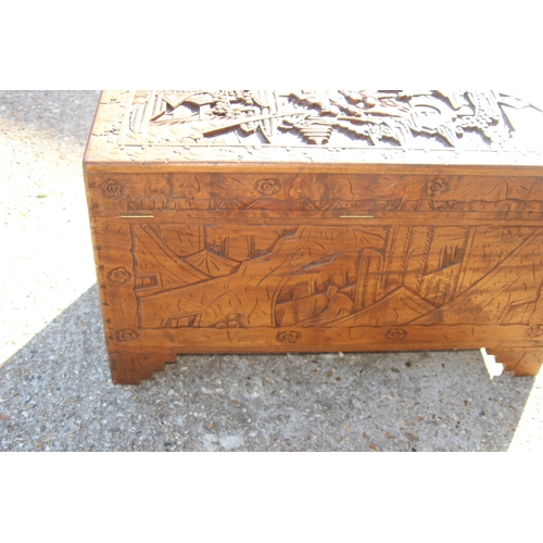 48 - VINTAGE ORIENTAL CARVED TRUNK 
101 X 50 X 50CM