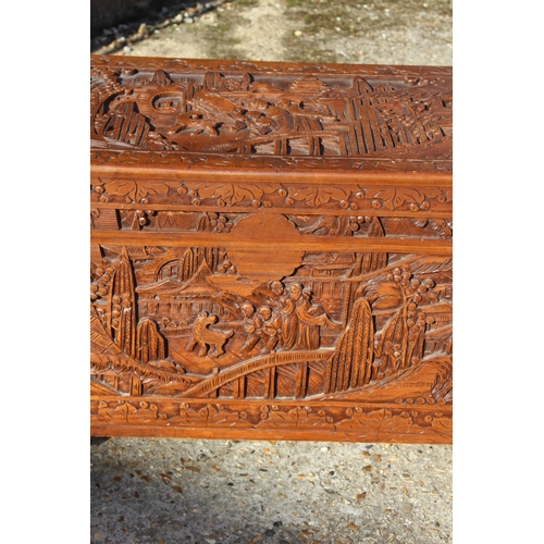 48 - VINTAGE ORIENTAL CARVED TRUNK 
101 X 50 X 50CM