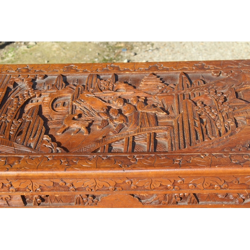 48 - VINTAGE ORIENTAL CARVED TRUNK 
101 X 50 X 50CM