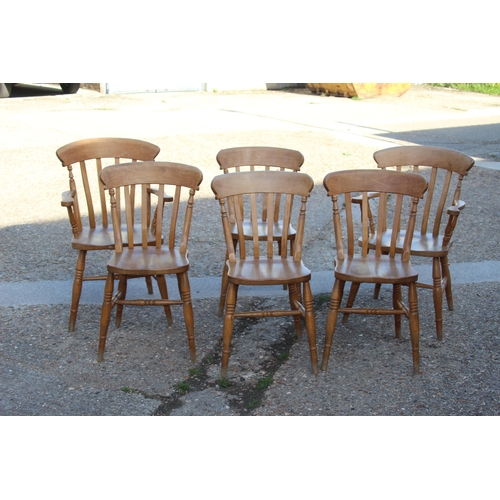 51 - 6 X PINE FARMHOUSE CHAIRS INCLUDING 2 CARVERS
57 X 47 X 91CM