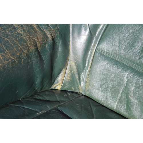 54 - GREEN LEATHER RECLINER SWIVAL CHAIR 
80 X 74 X 100CM