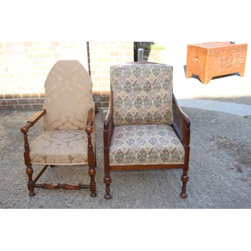 55 - 2 X ANTIQUE ARMCHAIRS 
60 X 72 X 90CM