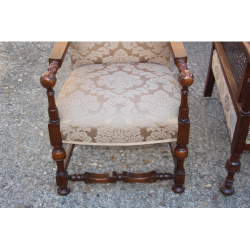 55 - 2 X ANTIQUE ARMCHAIRS 
60 X 72 X 90CM