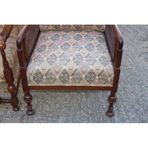 55 - 2 X ANTIQUE ARMCHAIRS 
60 X 72 X 90CM