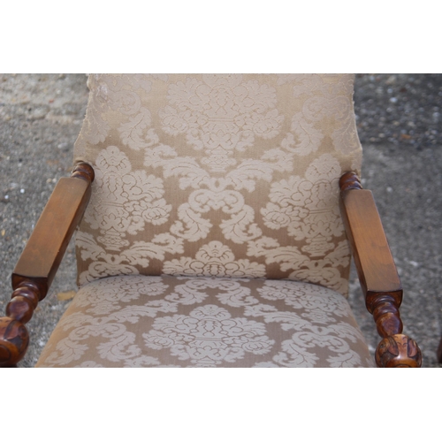 55 - 2 X ANTIQUE ARMCHAIRS 
60 X 72 X 90CM