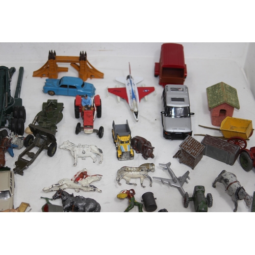 586 - BOX OF LEAD AND DIECAST FIGURES AND VEHICLES