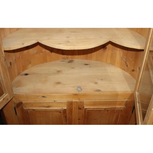 39 - TALL PINE  CORNER CUPBOARD WITH DOMED BACK 
88 X 52 X 208CM