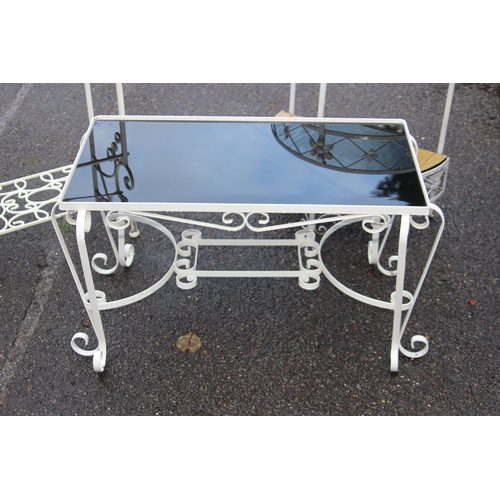 113 - 3 X METAL AND GLASS GARDEN FURNITURE
107 X 44CM