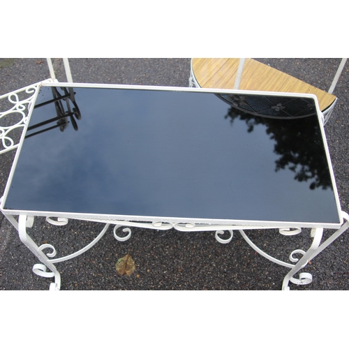 113 - 3 X METAL AND GLASS GARDEN FURNITURE
107 X 44CM