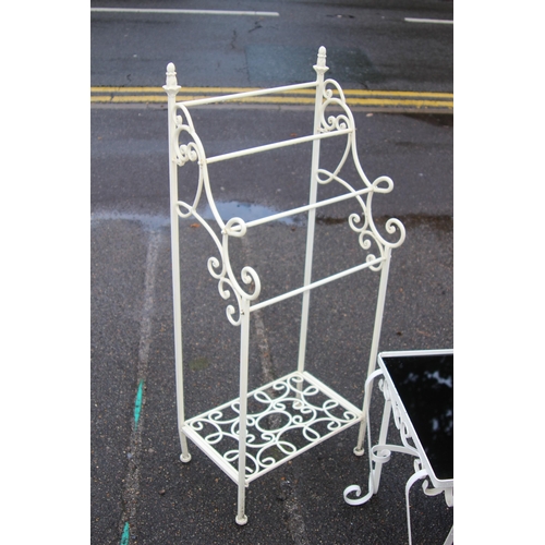 113 - 3 X METAL AND GLASS GARDEN FURNITURE
107 X 44CM