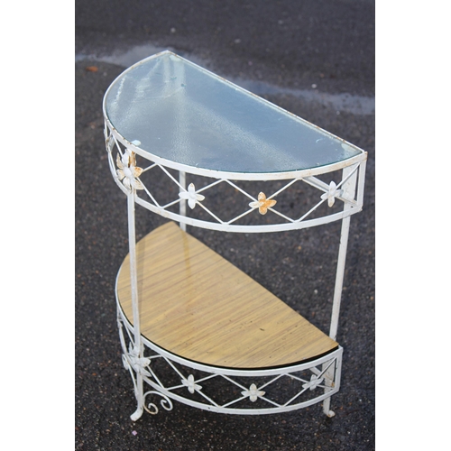 113 - 3 X METAL AND GLASS GARDEN FURNITURE
107 X 44CM