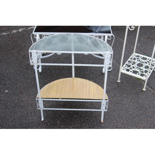 113 - 3 X METAL AND GLASS GARDEN FURNITURE
107 X 44CM