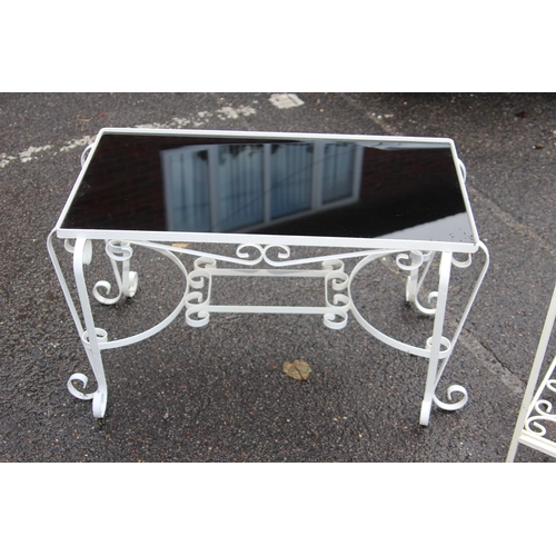 113 - 3 X METAL AND GLASS GARDEN FURNITURE
107 X 44CM