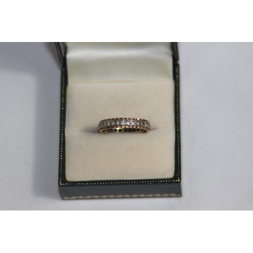 1141 - 9CT YELLOW AND WHITE GOLD FULL ETERNITY RING - 1.81G - SIZE N