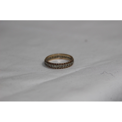 1141 - 9CT YELLOW AND WHITE GOLD FULL ETERNITY RING - 1.81G - SIZE N