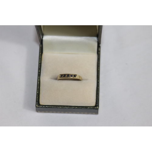 1142 - SAPPHIRE SET 9CT GOLD RING - 2G - SIZE L 1/2