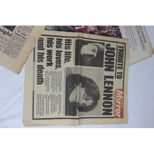 325 - SELECTION OF EPHEMERA RELATING TO THE BEATLES, JOHN LENNON, VE DAY, STATE FUNERAL OF WINSTON CHURCHI... 