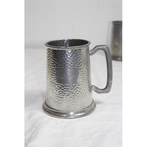 308 - QUANTITY OF PEWTER TANKARDS x5