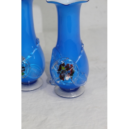 779 - PAIR OF BLUE MURANO VASES
21cm