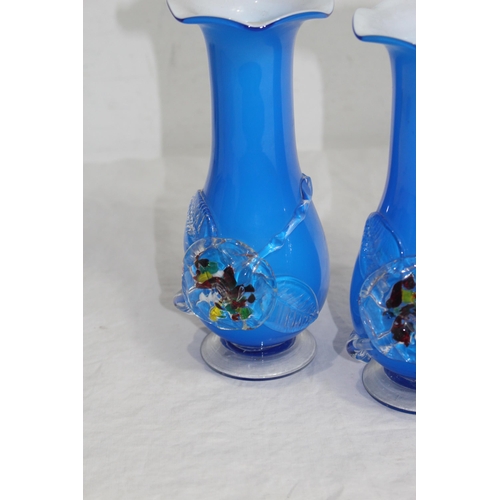 779 - PAIR OF BLUE MURANO VASES
21cm