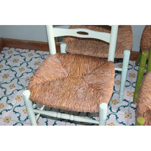 49 - SET OF 6 VINTAGE PAINTED LADDER BACK WICKER SEAT CHAIRS (MQ)
43 X 42 X 100CM