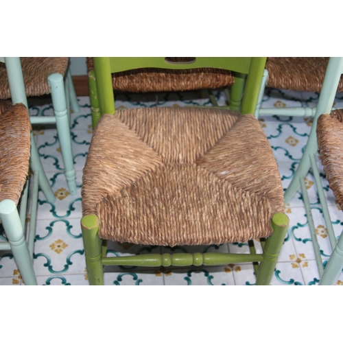 49 - SET OF 6 VINTAGE PAINTED LADDER BACK WICKER SEAT CHAIRS (MQ)
43 X 42 X 100CM