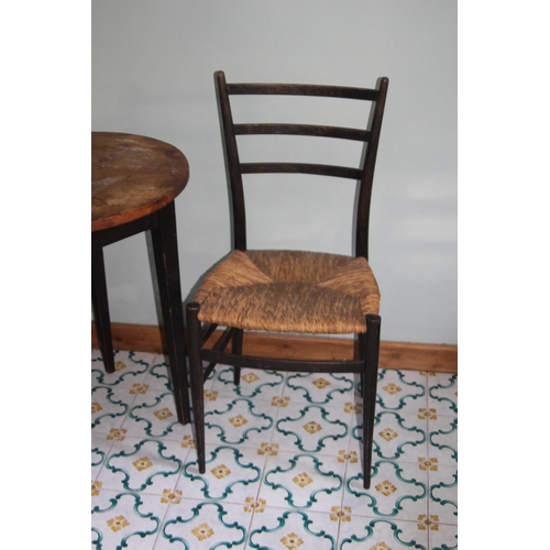 54 - VINTAGE PINE SIDE TABLE AND TWO CHAIRS (MQ)
61 X 72CM