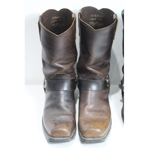 355 - 2 X PAIRS OF LEATHER MEN'S COWBOY BOOTS SIZE 9 1/2