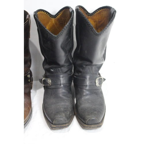 355 - 2 X PAIRS OF LEATHER MEN'S COWBOY BOOTS SIZE 9 1/2