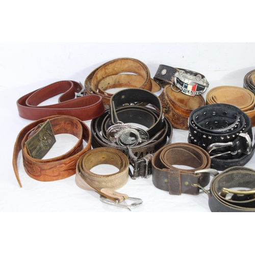 358 - QUANTITY OF WESTERN LEATHER BELTS AND BUCKLES ETC