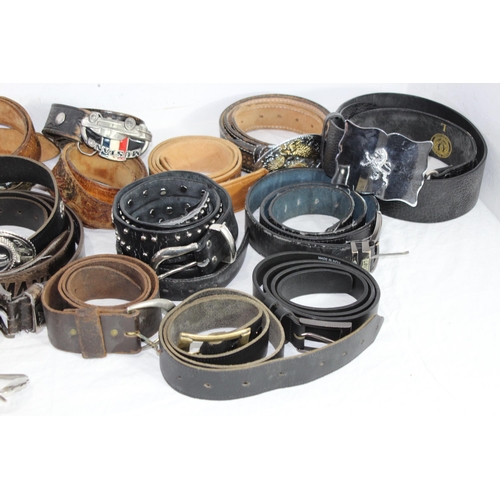 358 - QUANTITY OF WESTERN LEATHER BELTS AND BUCKLES ETC