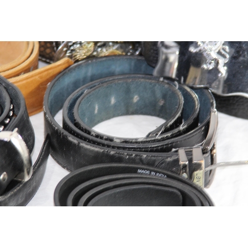 358 - QUANTITY OF WESTERN LEATHER BELTS AND BUCKLES ETC