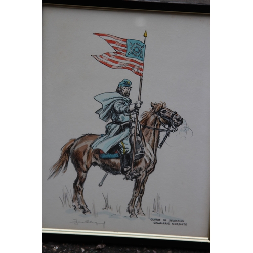 141 - 2 X SIGNED MIXED MEDIA PICTURES OF CIVIL WAR CAVALRY MEN
33 X 26CM