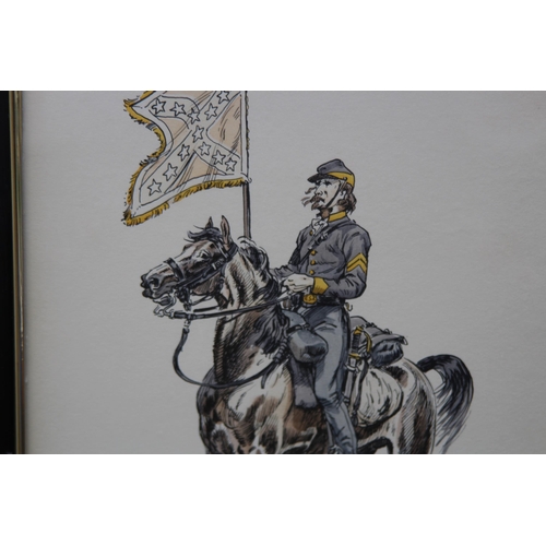 141 - 2 X SIGNED MIXED MEDIA PICTURES OF CIVIL WAR CAVALRY MEN
33 X 26CM