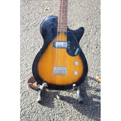 614 - GRETSCH BASS GUITAR AND STAND (MQ)