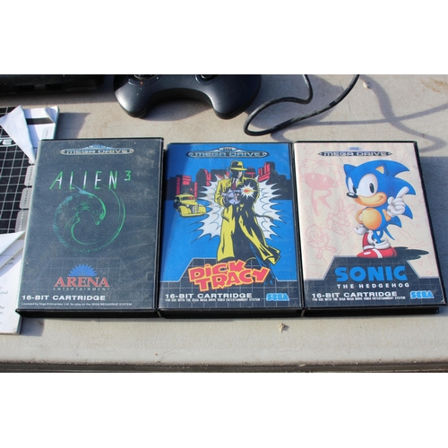 627 - RETRO SEGA MEGA DRIVE INCLUDING THREE GAMES