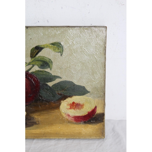 131 - OIL ON CANVAS STILL LIFE SIGNED M. GREY 1909
41 X 21CM