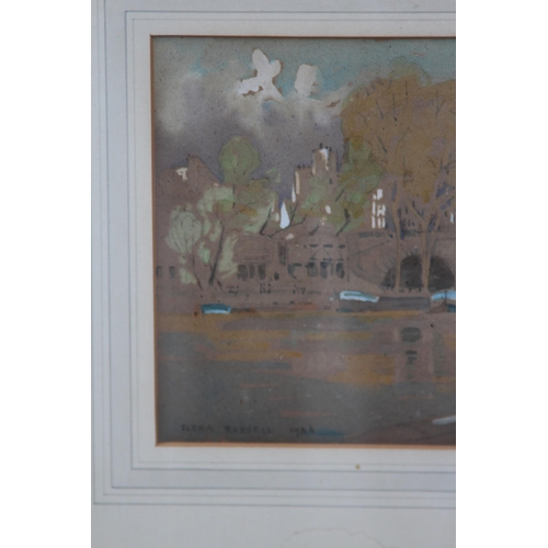 148 - 2 X FLORA RUSSELL WATERCOLOURS OF BRIDGES OVER A RIVER SEINE (MQ)
55 X 37CM