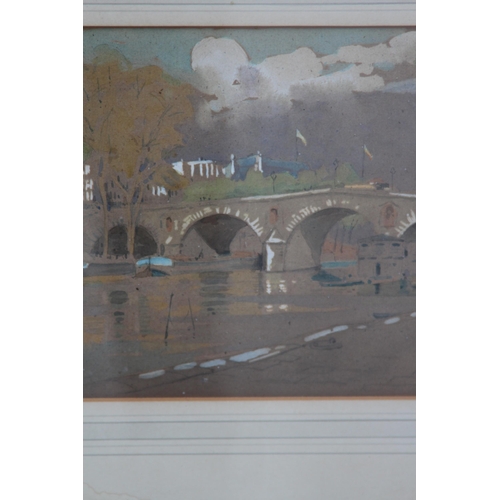 148 - 2 X FLORA RUSSELL WATERCOLOURS OF BRIDGES OVER A RIVER SEINE (MQ)
55 X 37CM